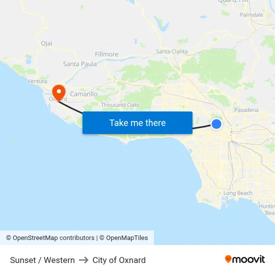 Sunset / Western to City of Oxnard map