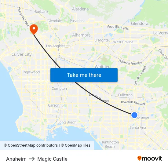 Anaheim to Magic Castle map