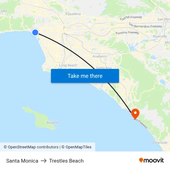 Santa Monica to Trestles Beach map