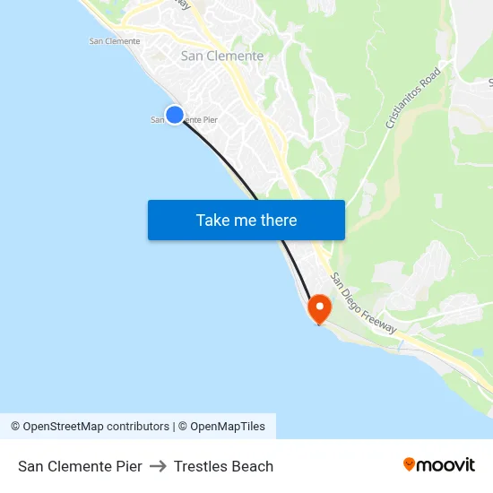 San Clemente Pier to Trestles Beach map