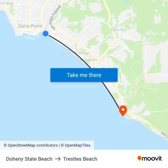 Doheny State Beach to Trestles Beach map