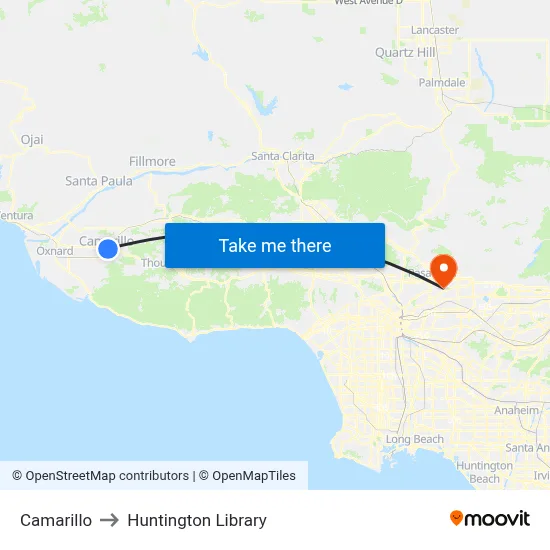 Camarillo to Huntington Library map