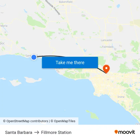 Santa Barbara to Fillmore Station map