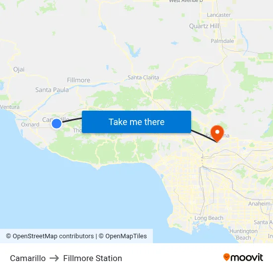 Camarillo to Fillmore Station map