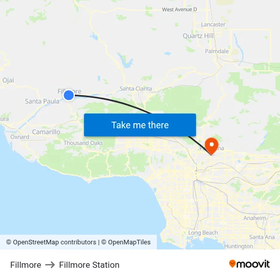 Fillmore to Fillmore Station map