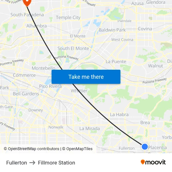 Fullerton to Fillmore Station map