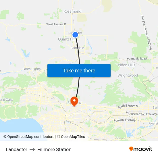 Lancaster to Fillmore Station map