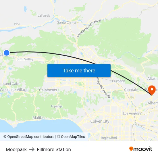 Moorpark to Fillmore Station map