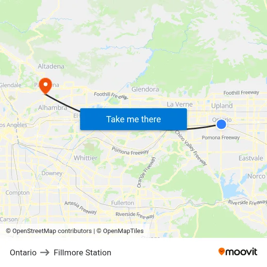 Ontario to Fillmore Station map