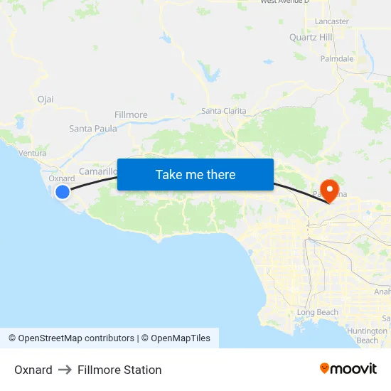 Oxnard to Fillmore Station map