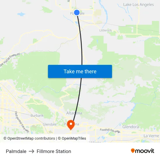 Palmdale to Fillmore Station map