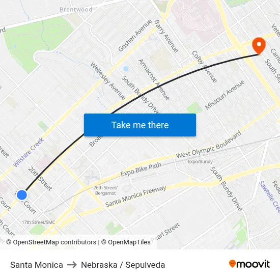 Santa Monica to Nebraska / Sepulveda map