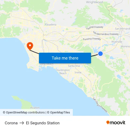 Corona to El Segundo Station map