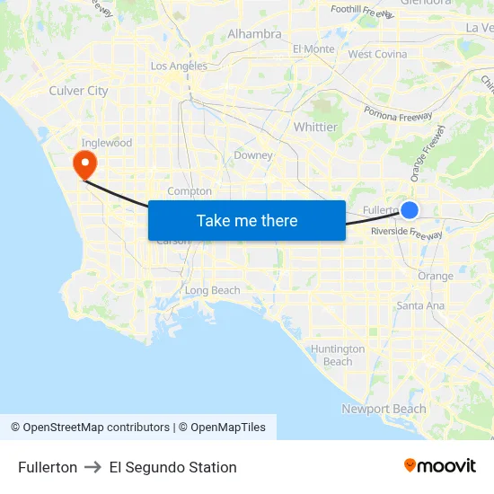 Fullerton to El Segundo Station map