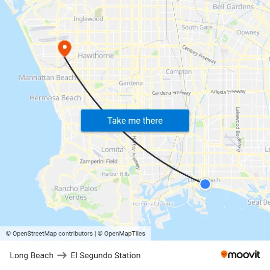 Long Beach to El Segundo Station map