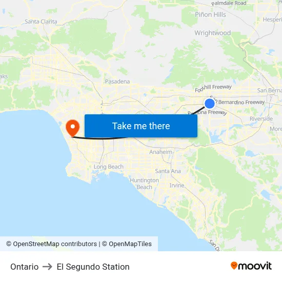 Ontario to El Segundo Station map