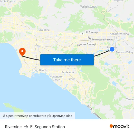Riverside to El Segundo Station map