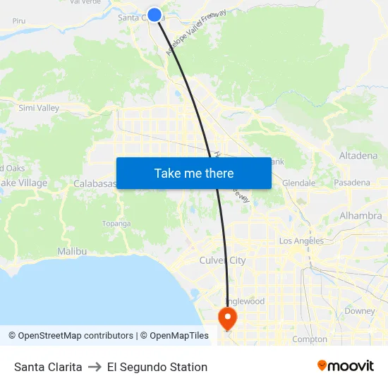 Santa Clarita to El Segundo Station map
