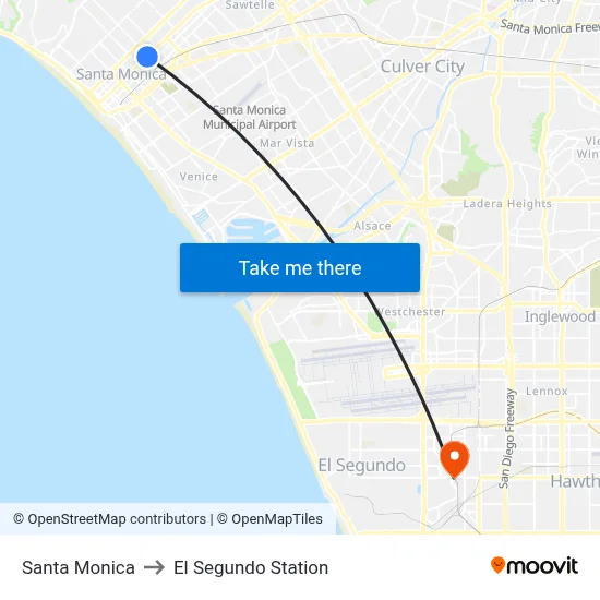 Santa Monica to El Segundo Station map