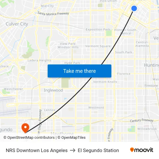 NRS Downtown Los Angeles to El Segundo Station map