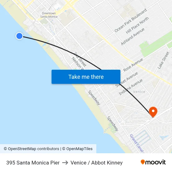 395 Santa Monica Pier to Venice / Abbot Kinney map