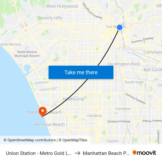 Union Station - Metro Gold Line to Manhattan Beach Pier map