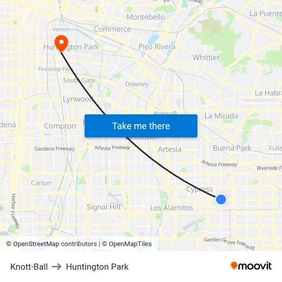 Knott-Ball to Huntington Park map