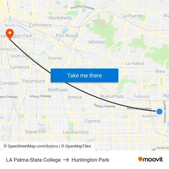 LA Palma-State College to Huntington Park map