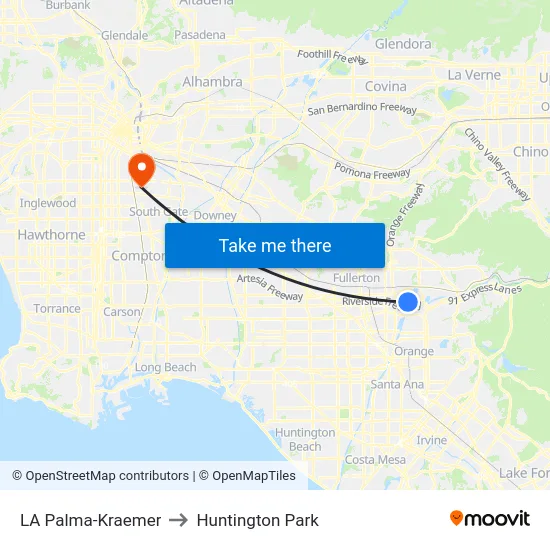 LA Palma-Kraemer to Huntington Park map