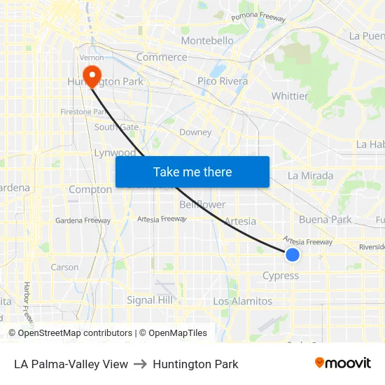 LA Palma-Valley View to Huntington Park map