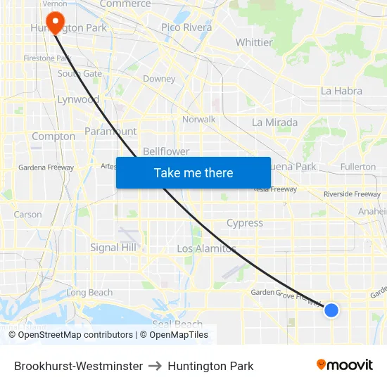 Brookhurst-Westminster to Huntington Park map