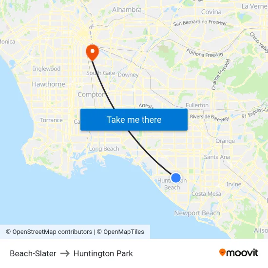Beach-Slater to Huntington Park map