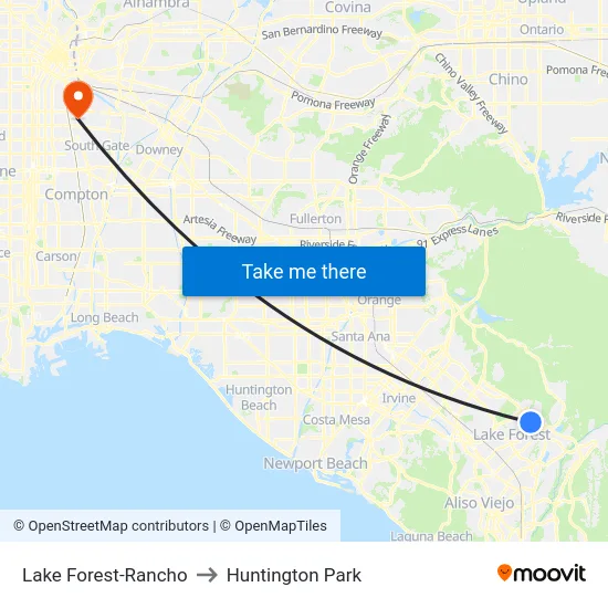 Lake Forest-Rancho to Huntington Park map