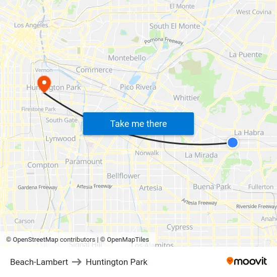 Beach-Lambert to Huntington Park map