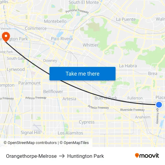 Orangethorpe-Melrose to Huntington Park map