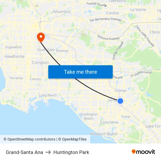 Grand-Santa Ana to Huntington Park map