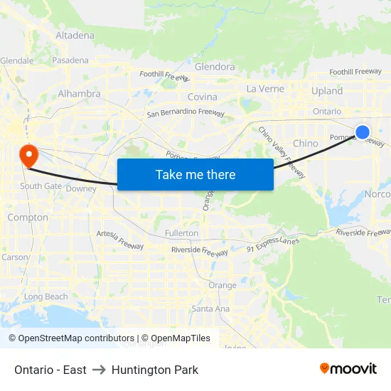Ontario - East to Huntington Park map
