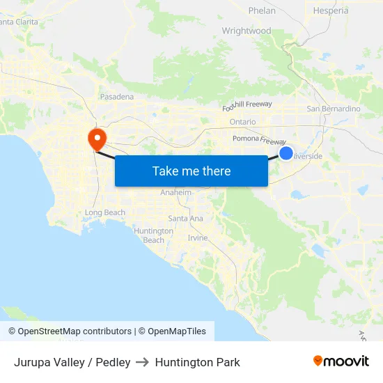 Jurupa Valley / Pedley to Huntington Park map