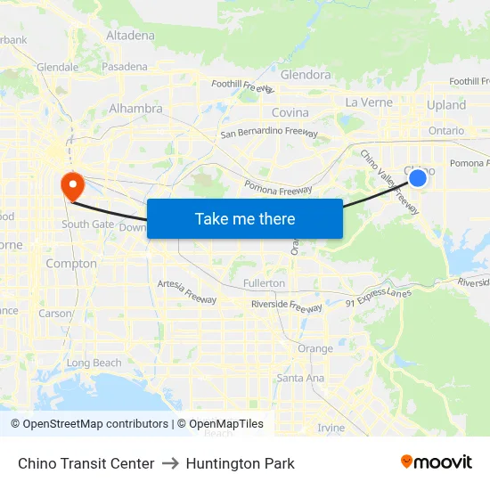 Chino Transit Center to Huntington Park map