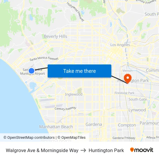 Walgrove Ave & Morningside Way to Huntington Park map