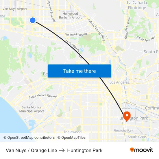 Van Nuys / Orange Line to Huntington Park map