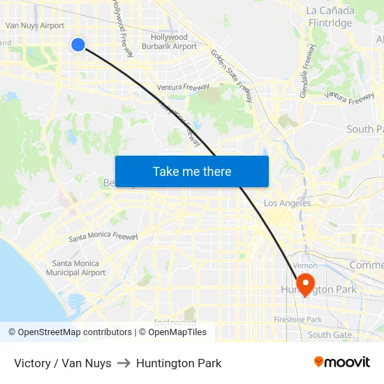 Victory / Van Nuys to Huntington Park map