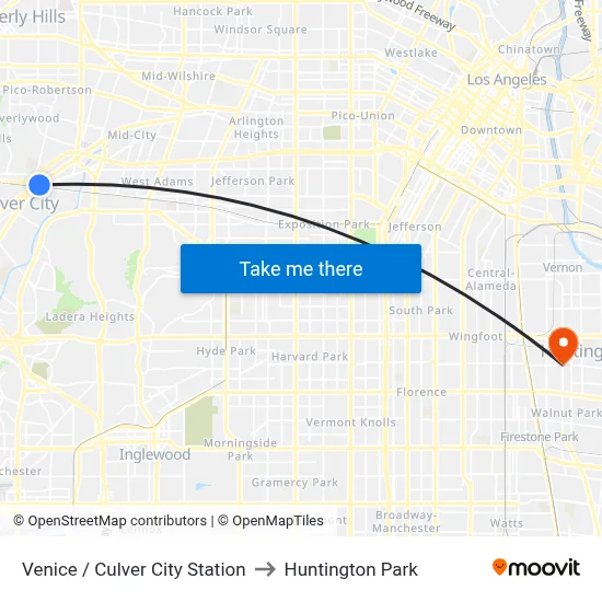 Venice / Culver City Station to Huntington Park map