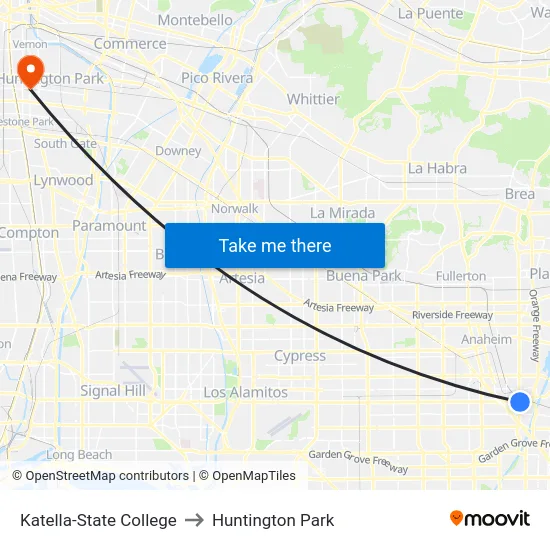 Katella-State College to Huntington Park map