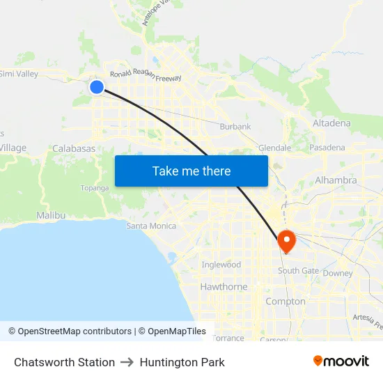 Chatsworth Station to Huntington Park map