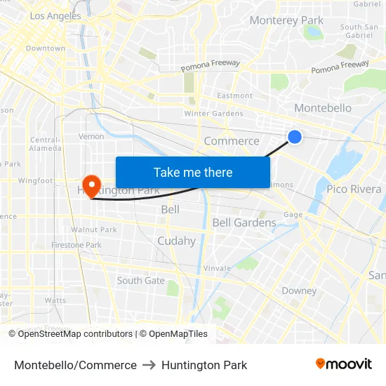 Montebello/Commerce to Huntington Park map