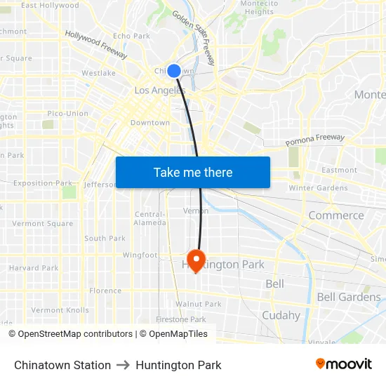 Chinatown Station to Huntington Park map