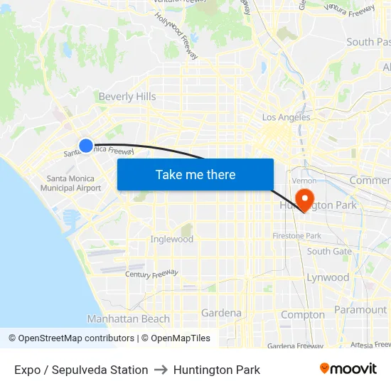 Expo / Sepulveda Station to Huntington Park map