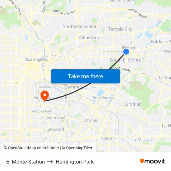 El Monte Station to Huntington Park map