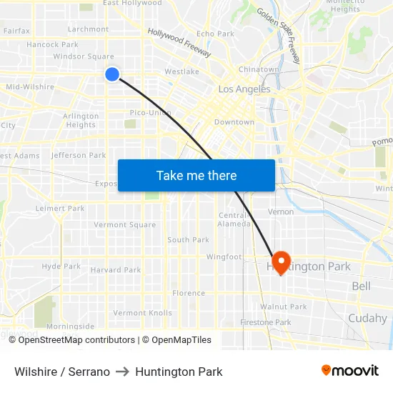 Wilshire / Serrano to Huntington Park map